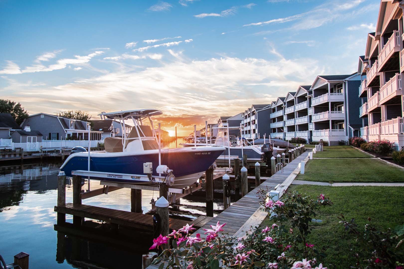 A relaxing view of the boat dock at VRI's Club Ocean Villas II in Ocean City, Maryland.